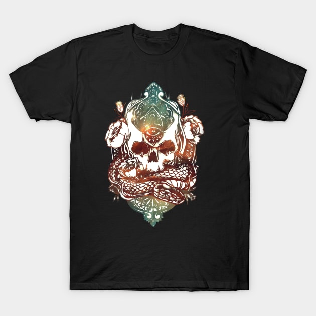 The Old Skull And The Snake T-Shirt by MythicalWorld